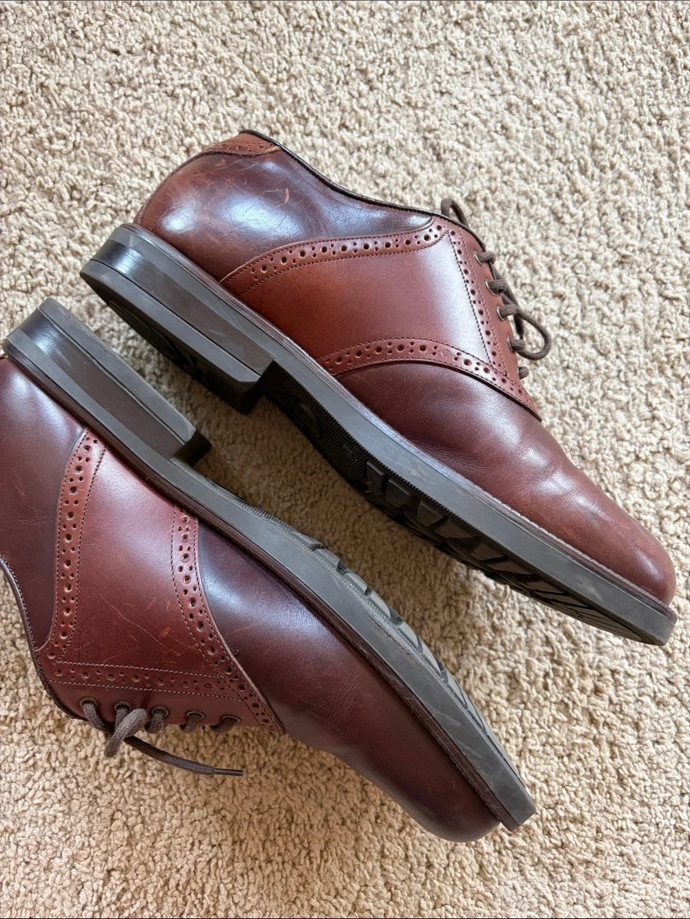 Florsheim @ ease Two-tone Brown Leather Oxford Brogue Saddle Shoe Mens 10.5 M
